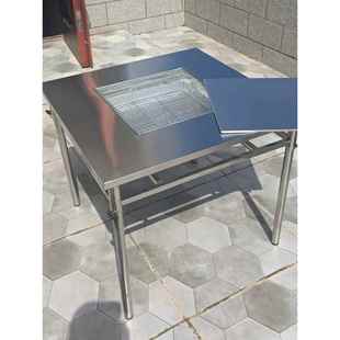 不锈钢户外烧烤桌自助烤肉豆腐商用烤架木炭碳架子摆摊家用烧烤炉