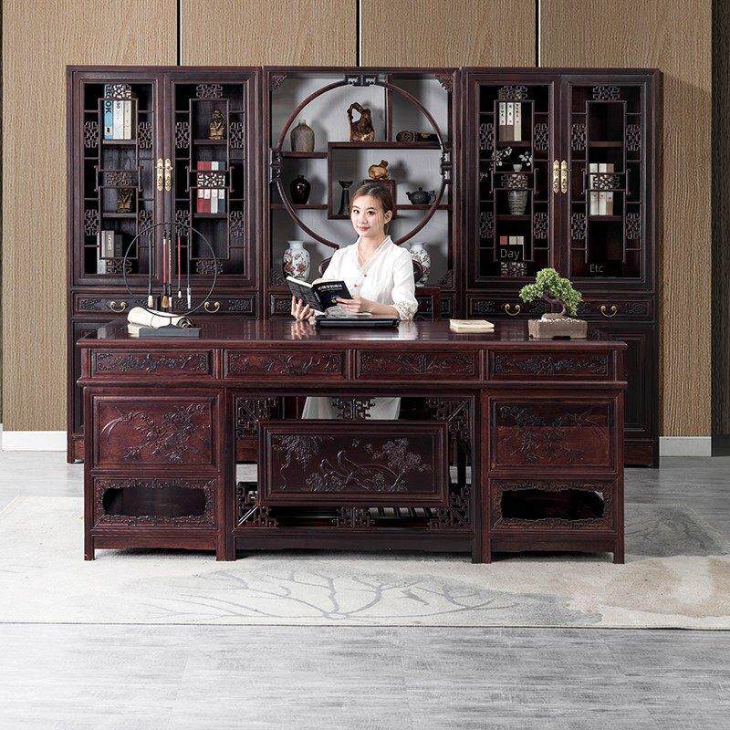 澳洲酸枝中式实木红木办公桌古典明清书房家具写字台大班台书桌椅