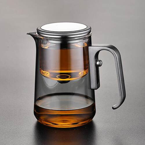 典雅茶杯茶壶全玻璃衬垫无磁选茶水分离过滤茶杯懒人茶具