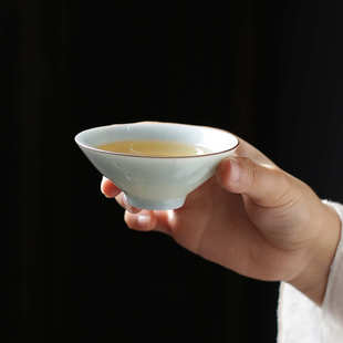 厂家直销陶瓷影青瓷斗笠杯单杯个人杯主人杯功夫茶具茶杯茶碗批发