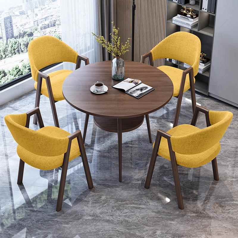 一桌四椅组合大厅售楼处接待桌商用办公室洽谈桌休闲茶几会客圆桌