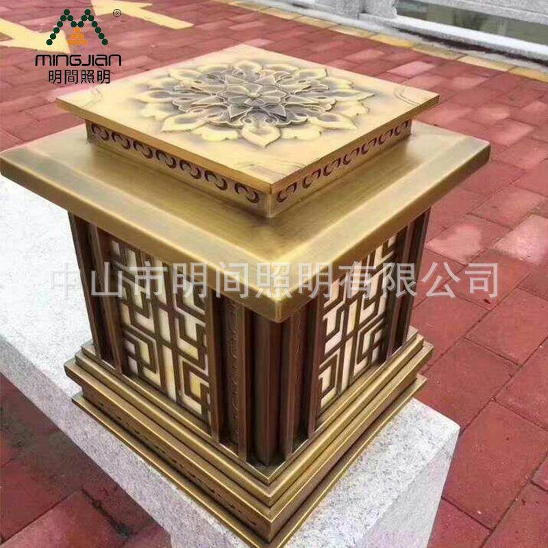 加工定制创意中式LED门柱灯铝材云石墙头灯户外方形柱头灯庭院灯