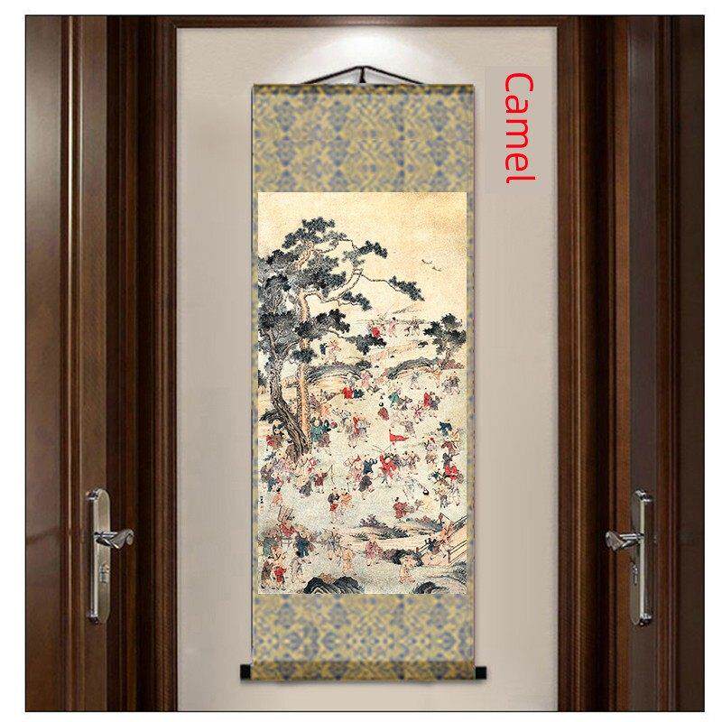 百子千孙图挂画入户门正对送子画夫妻卧室求子国画多子卷轴装饰画