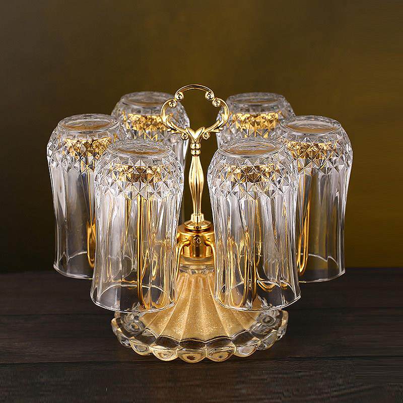 轻奢玻璃杯架沥水茶杯洋酒杯架子倒挂置物架家用欧式客厅水杯托盘