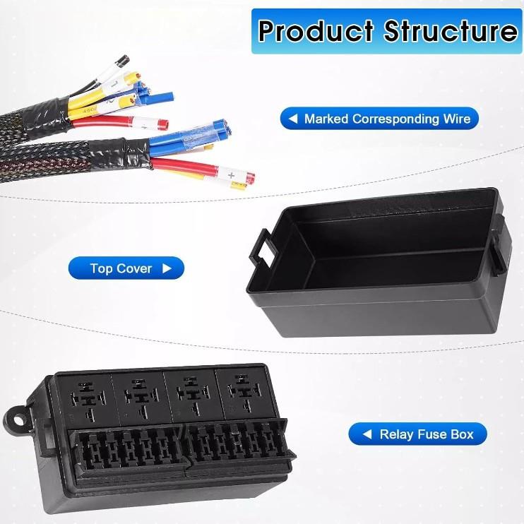 汽车保险盒4路继电器12路保险片发动机组件机舱线路改装总控制盒
