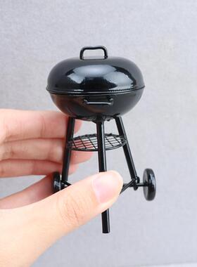 1:12迷你娃娃屋dollhouse户外场景摆件圆形烤炉模型铁艺烧烤架