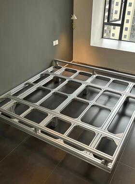 悬米浮床铝型材双人榻榻铝合金床d定iy家具床制悬浮铝REG型材