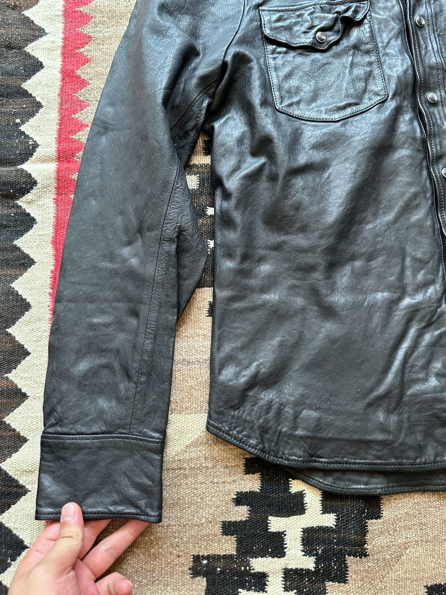 Polo Ralph Lauren Leather Shirt Jacket — detail