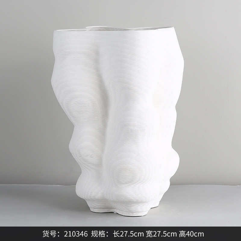 现代摆件  白色大简约盆花设计师博样板房落地西陶瓷花瓶花家居器