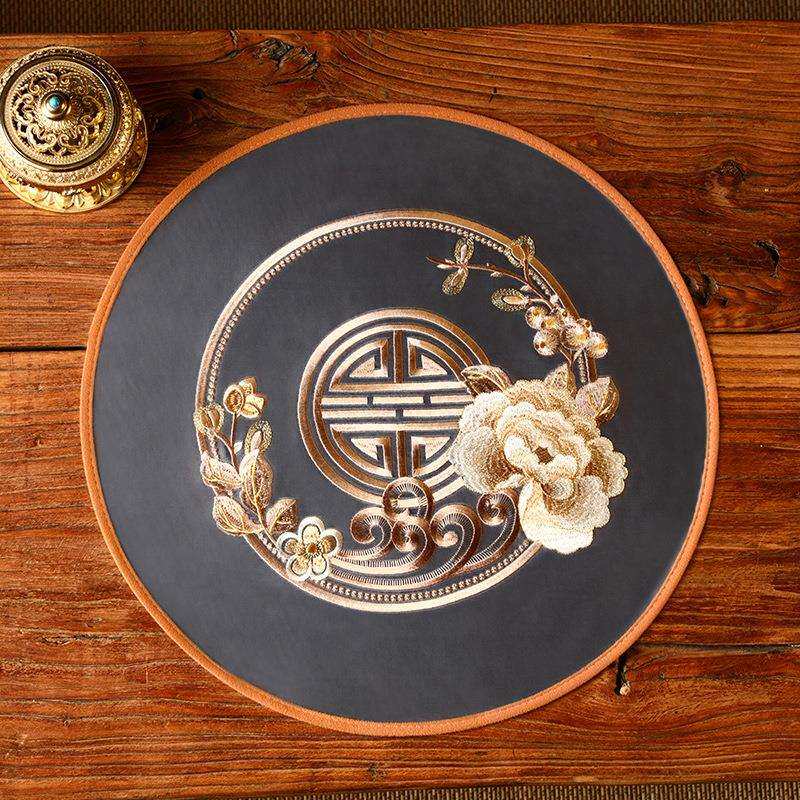 中式餐桌垫高档中国垫风防杯烫HXR隔茶几垫西餐垫餐盘花瓶装热饰