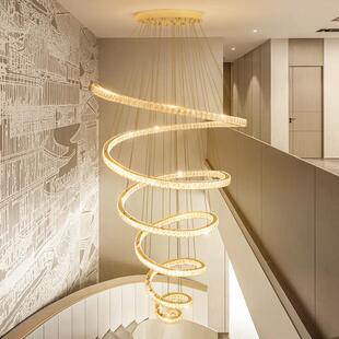 厅水晶吊灯高挑跃层中空 6098 现吊代复式 楼大客灯简约轻奢别墅HL