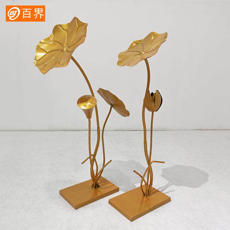 新款婚庆道具铁艺花饰道具中式装礼舞台家居婚金属荷叶荷落bj2022