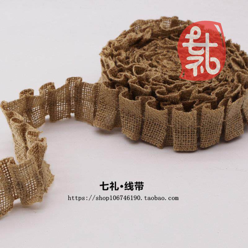 4厘米褶皱麻绳花边手工DIY扁麻绳织带装饰织带工艺品材料绳子包邮