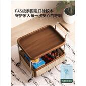 茶多几边几可移动收小推车藤编客厅家用餐车木功见详情能复实古纳