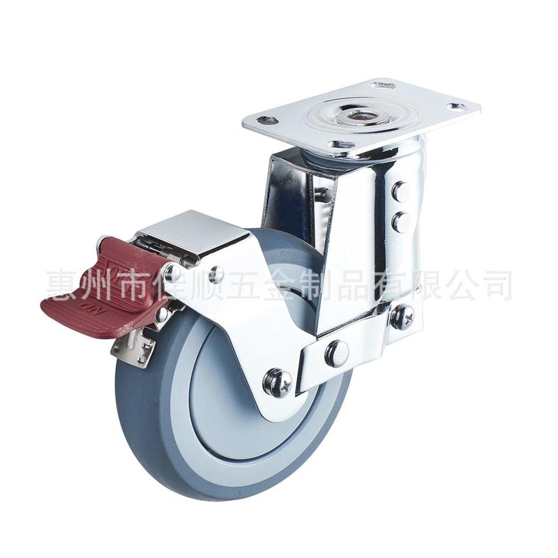 减震 tpr轮定向寸 灰色寸双4寸脚轮53中型刹车减震带  弹簧万向