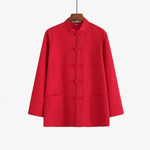 新款纯棉粗布唐装男中式汉覆服风盘扣衬衫国风民国中古服装禅修居
