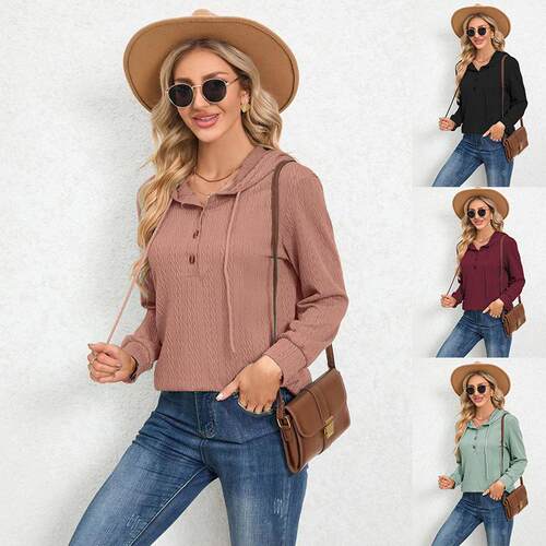Long sleeved hooded sweatshirt jacket for women