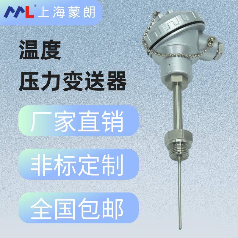 蒙朗WZP铂热电阻PT100温度传感器PT1000K型铠装4-20mA温度变送器
