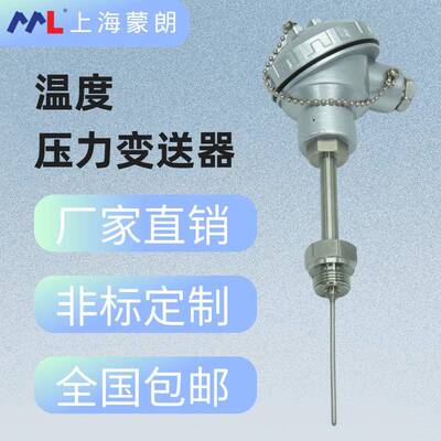 WZP铂热电阻PT100温度传感器PT1000K型铠装4-20mA温度变送器