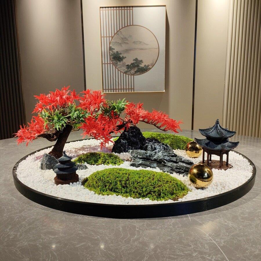餐桌中间摆花圆桌摆件转盘花饭店装饰品高端饭店饭厅沙盘摆台桌芯