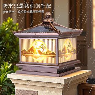 太阳外围墙柱头灯水室外门柱灯能花园别墅1大防门家用超亮户庭院