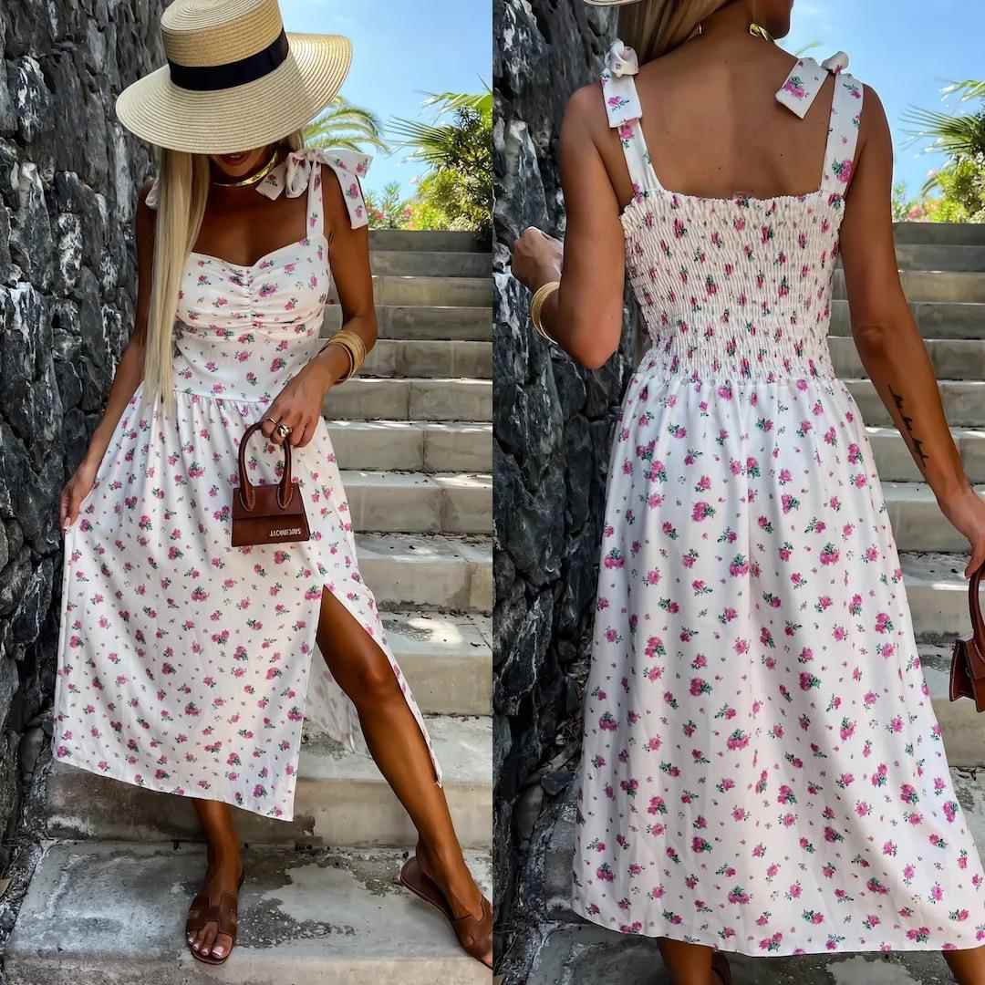 Womens sexy suspender dress with waist and slits