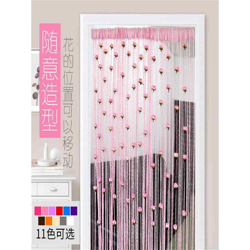 魔术贴玫瑰花线门帘线帘加密加粗流苏隔断装饰帘客厅橱窗子母贴,居家布艺,线帘,淘宝优惠券,粉丝福利购,淘宝优惠卷