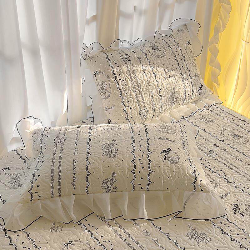 韩式花边枕套一对装家用冬季加厚夹棉枕头套水洗棉磨毛枕芯内胆套