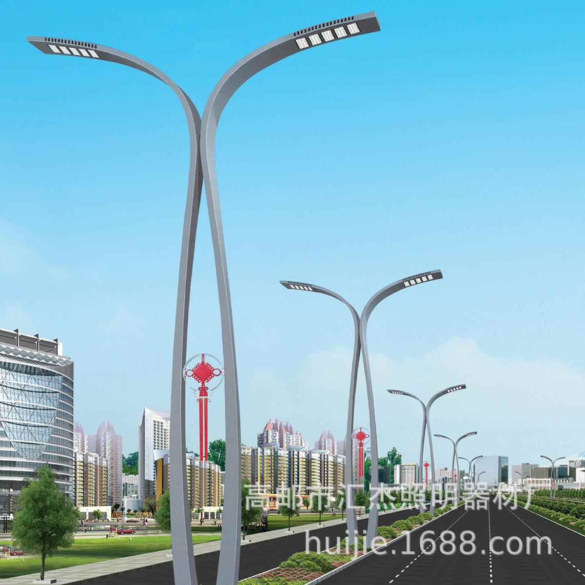 LED双臂路灯双杆农村公路工程道路灯6-12米双臂路灯厂家生产
