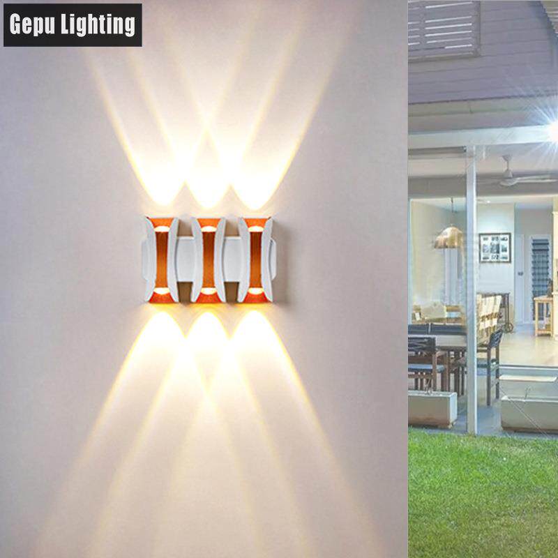 户外壁灯LED现代防水庭院室内楼梯外墙壁灯上下发光双头聚光白金