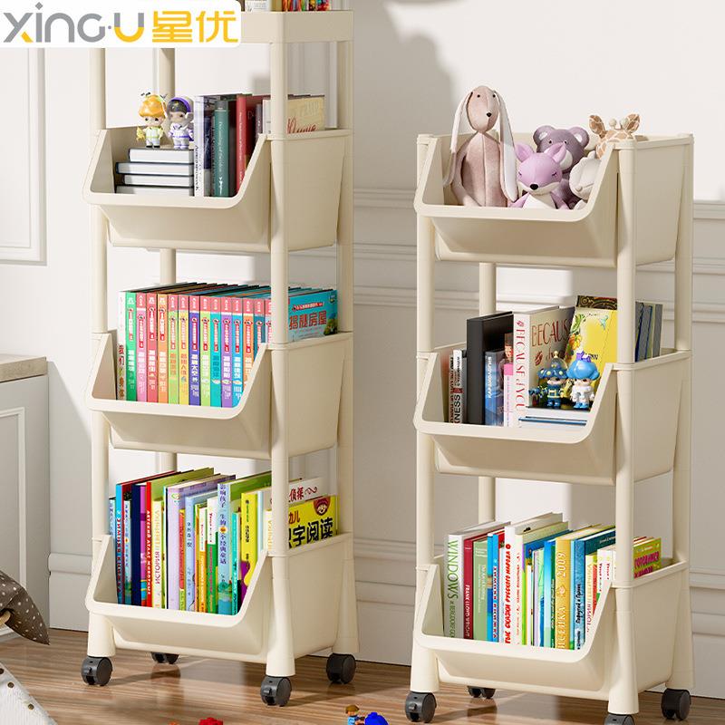 可移动书架置物架儿童玩具收纳架多层家用小推车落地桌面简易书柜
