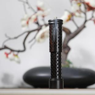 摆件香座可插线香木质香插 古塔黑檀木铜葫芦伸缩香炉旅行立式