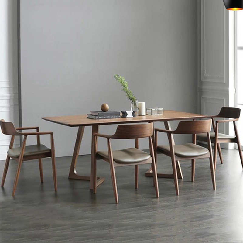 my北欧实木餐桌咖啡茶桌家用休闲现代简约轻奢长条会议洽谈办公书