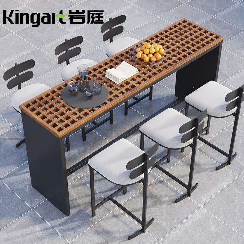 户外吧台桌奶茶店咖啡厅高脚桌室外露天防水防晒阳台长条桌椅组合