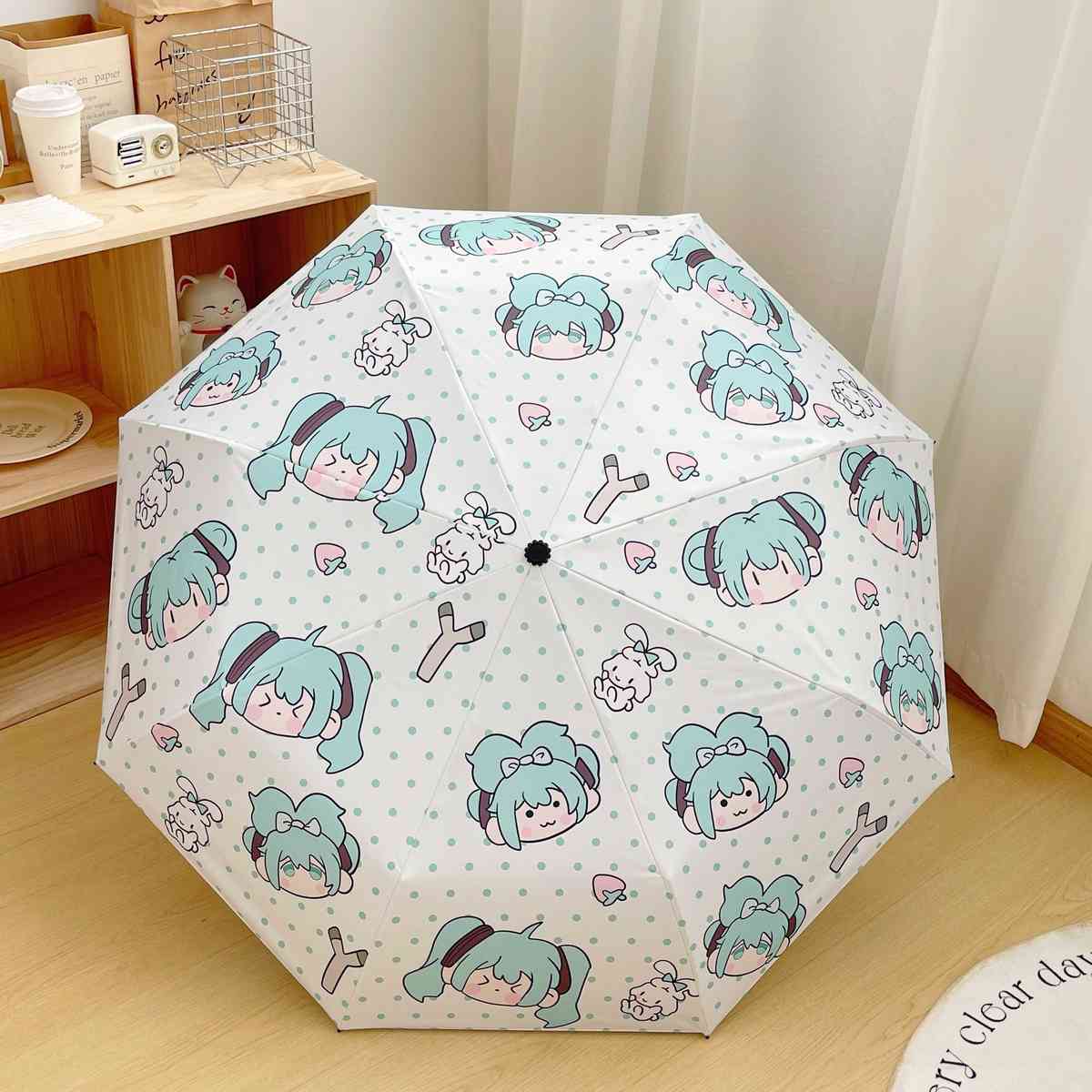 日系初音未来miku周边痛伞可爱遮阳防晒伞黑胶自动雨伞女晴雨两用