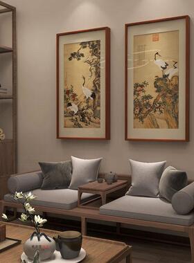 米亦堂x松梅双鹤图 沈铨新中式仿古花鸟国画玄关客厅书房竖幅挂画