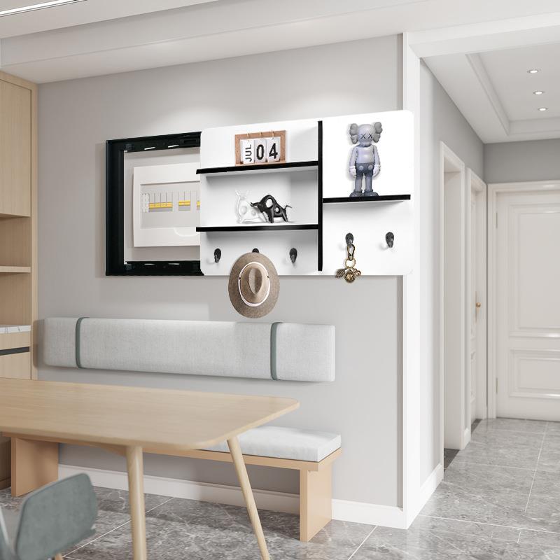 电表箱遮挡置物创架能挂衣帽箱架木色多功66290054弱配电闸装饰画