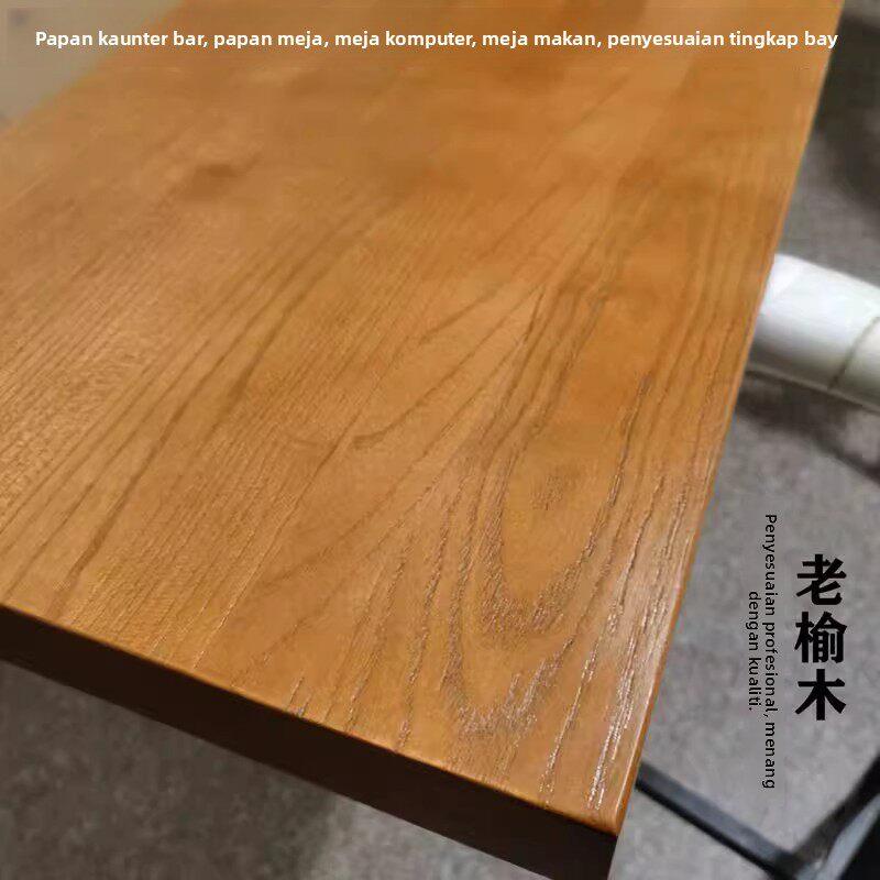桌面板实木板定制松木老榆木大板桌会议桌隔板飘窗桌子原木吧台面