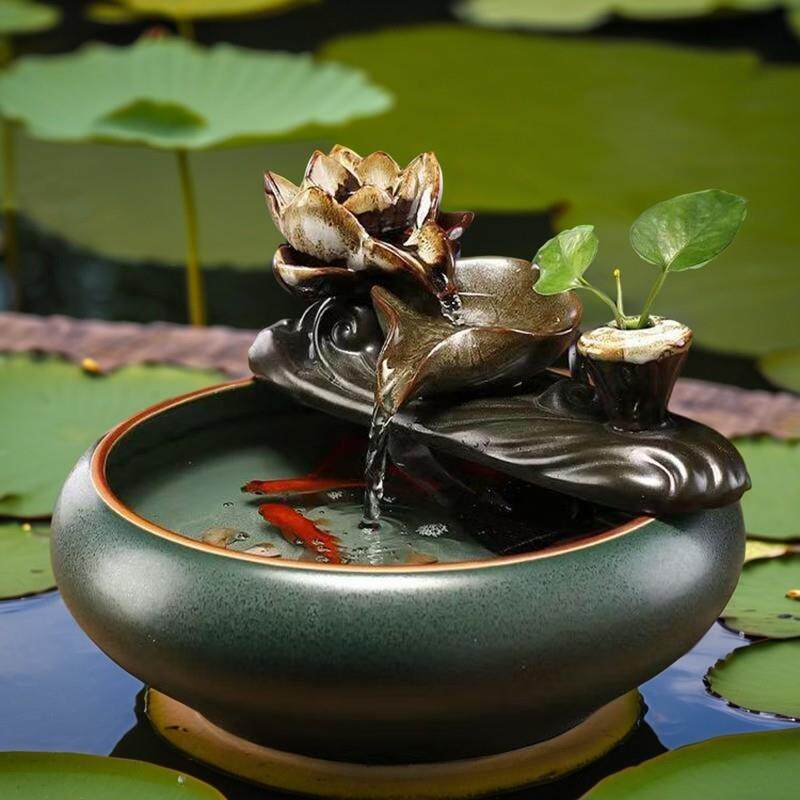 创意新中式流水摆件招财景观桌面客厅办公室饰品陶瓷茶桌流水家居