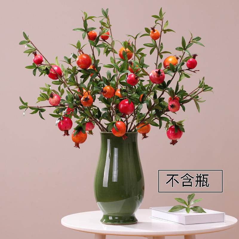 高档古瓷永悦奶 家居装饰摆件法式中陶花瓶绿色油瓶餐桌插花轻奢