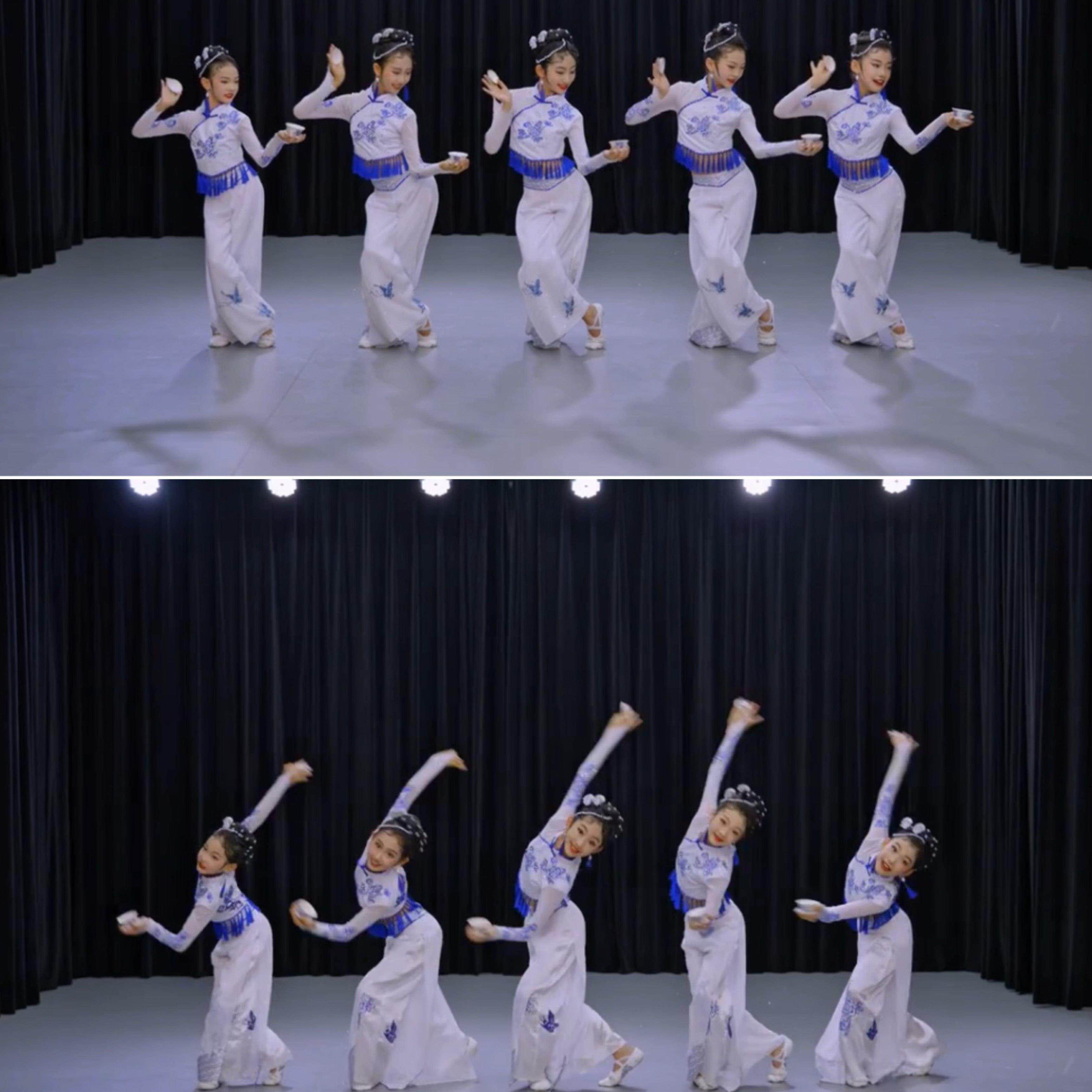 成都盖碗茶同款古典舞儿童演出服女中国风胶州秧歌女茶飘香舞蹈服