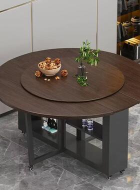 新RZP酒中式0折叠餐桌家用1人店餐厅大圆桌储物饭桌多功能餐快店