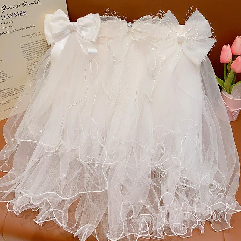 蝴蝶结小女孩儿童皇冠头纱发饰