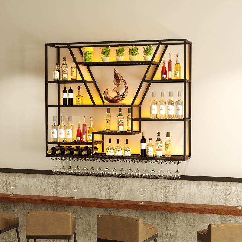 墙上置物架餐厅家用挂墙红酒杯架红酒架热卖铁艺创意壁挂酒吧酒柜