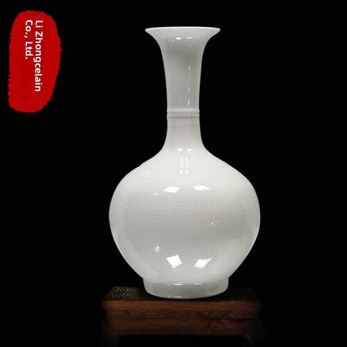 景德镇窑变工艺品彷古碎瓷瓶高白色瓷花瓶赏瓶家居博古架装饰摆件