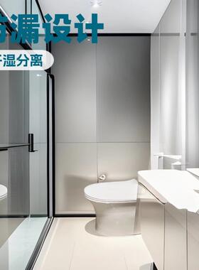 外贸卫生间干湿分离玻璃隔断弧扇形淋浴房家用沐浴房枪灰色极