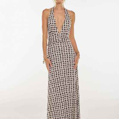 2026Women's Sleeveless Halter Backless Dress Floral Polka