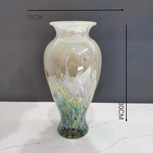 简约插花花瓶餐厅客厅桌面玄关复珠光玻璃器色家用装饰品花古多