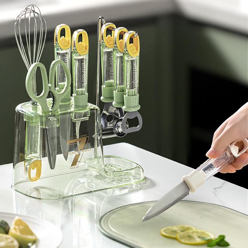 厨房小工具套装家用剪刀水果刀开瓶器削皮刀打蛋器多功能七件套