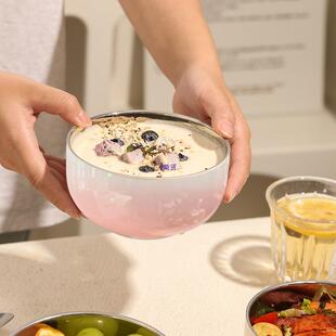 饭碗家用渐变316食品级不锈钢碗成人儿童高颜值餐具汤碗 好看